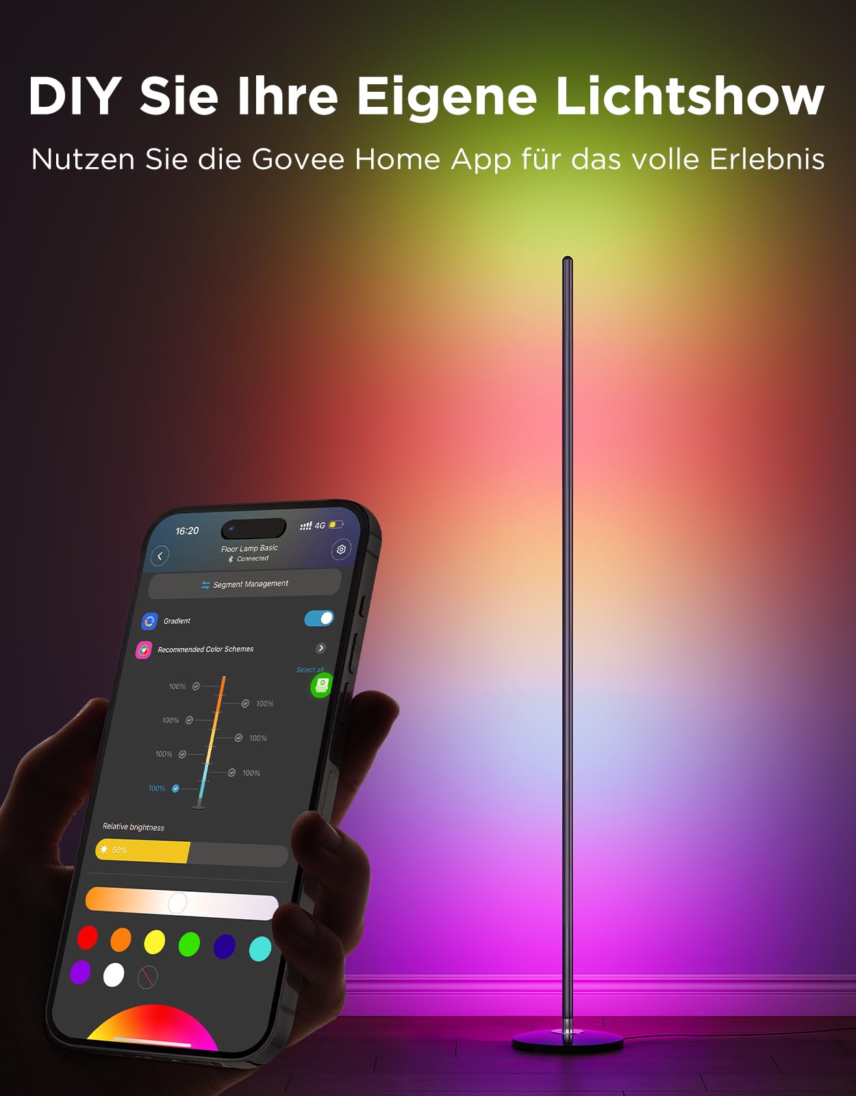 Govee RGBIC LED Floor Lamp Living Room, WiFi Floor Lamp