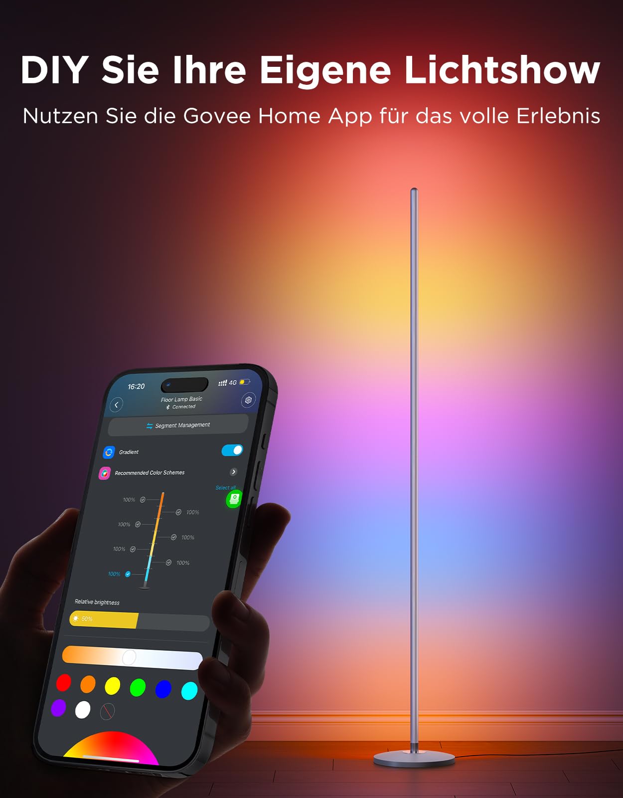 Govee RGBIC LED Floor Lamp Living Room, WiFi Floor Lamp