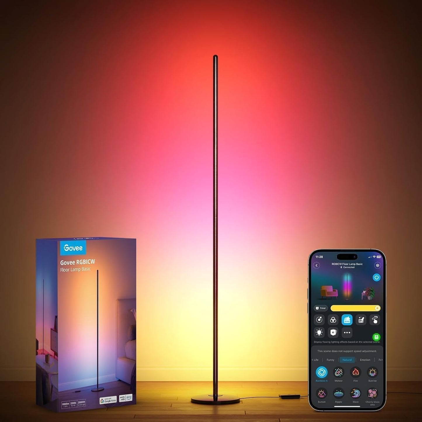 Govee RGBIC LED Floor Lamp Living Room, WiFi Floor Lamp