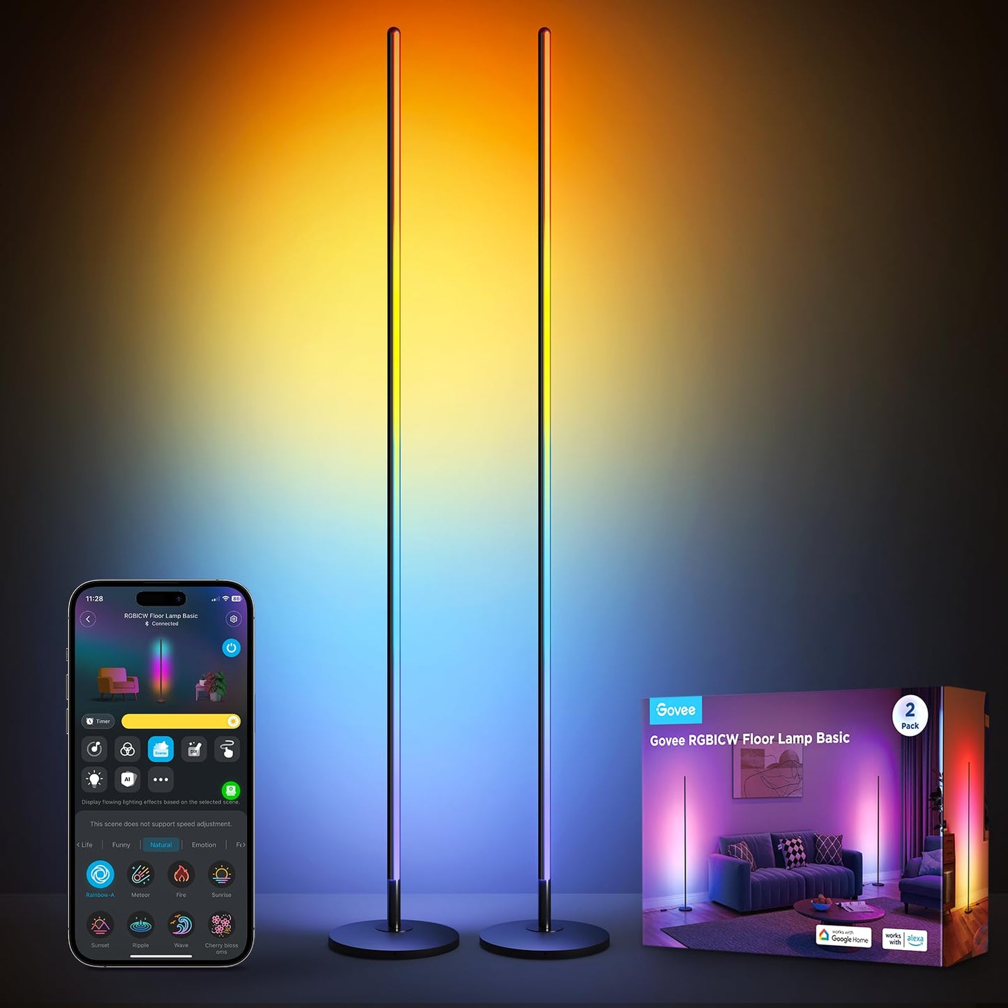 Govee RGBIC LED Floor Lamp Living Room, WiFi Floor Lamp