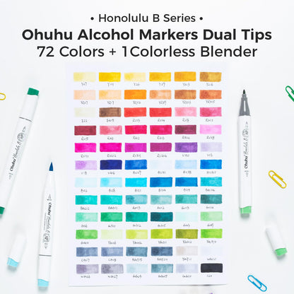 48 Colour Alcohol Brush Markers, Ohuhu Double Tip (Brush & Fine Tip)