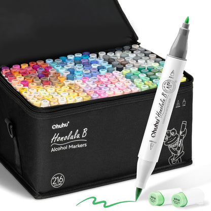 48 Colour Alcohol Brush Markers, Ohuhu Double Tip (Brush & Fine Tip)