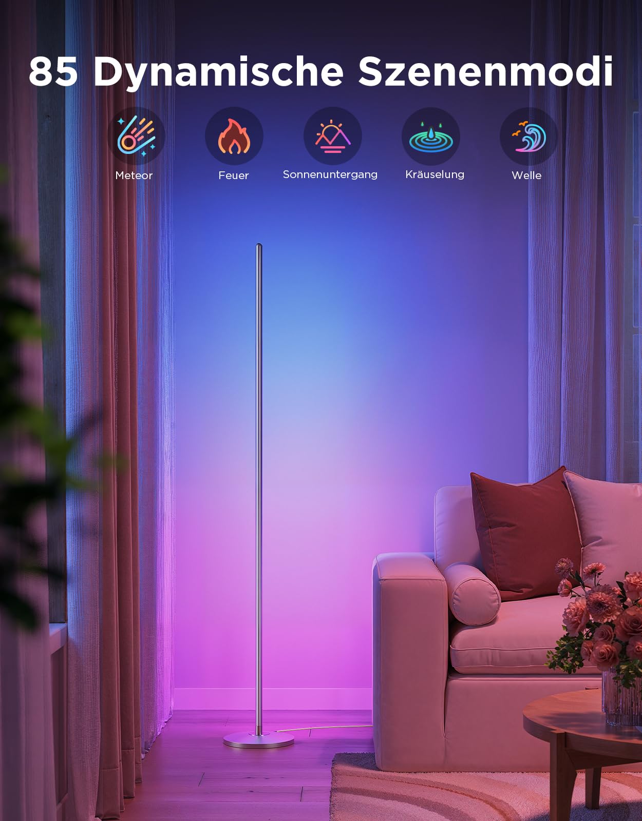 Govee RGBIC LED Floor Lamp Living Room, WiFi Floor Lamp