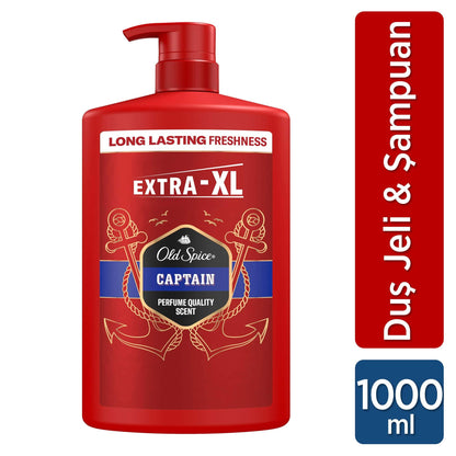 Old Spice Captain 3-in-1 Shower Gel & Shampoo for Men, 1L