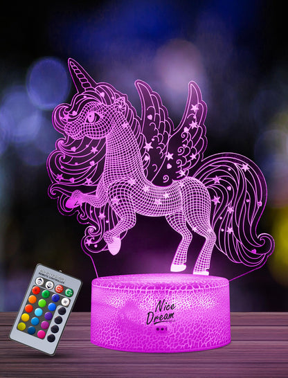 3D Dream Unicorn Nattelys - Til Drenge og Piger