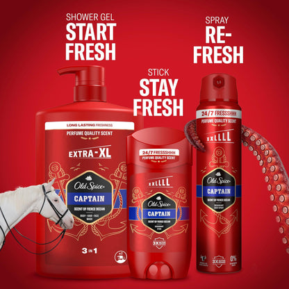 Old Spice Captain 3-in-1 Shower Gel & Shampoo for Men, 1L