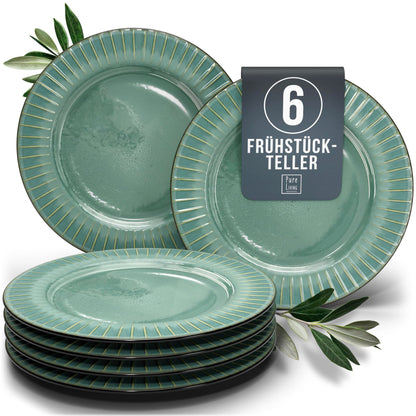 Pure Living Ibiza Stoneware Crockery Set for 6 People, 24-Piece