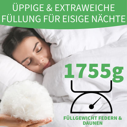 Welldora Comfort Duvet 135 x 200 cm, 100% Extra Soft Feathers and Down