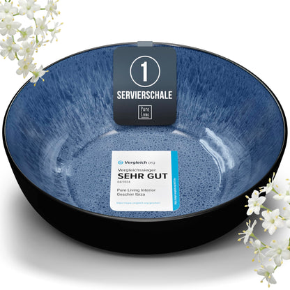 Pure Living Ibiza Stoneware Crockery Set for 6 People, 24-Piece