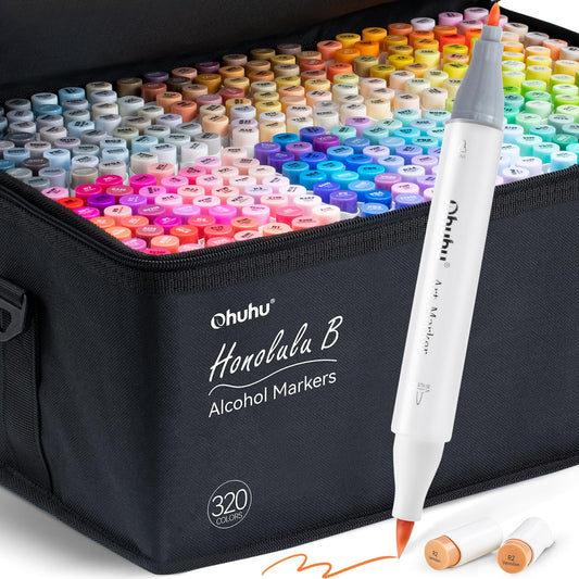 48 Colour Alcohol Brush Markers, Ohuhu Double Tip (Brush & Fine Tip)