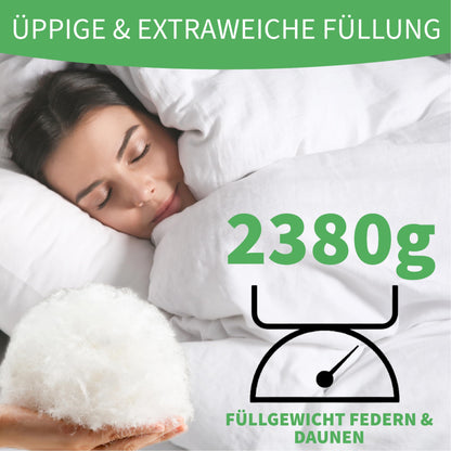 Welldora Comfort Duvet 135 x 200 cm, 100% Extra Soft Feathers and Down