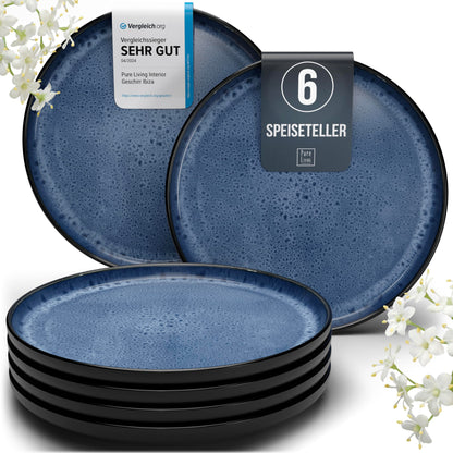 Pure Living Ibiza Stoneware Crockery Set for 6 People, 24-Piece