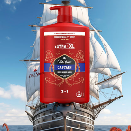 Old Spice Captain 3-in-1 Shower Gel & Shampoo for Men, 1L