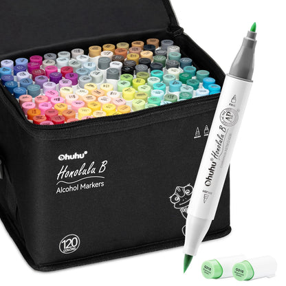 48 Colour Alcohol Brush Markers, Ohuhu Double Tip (Brush & Fine Tip)