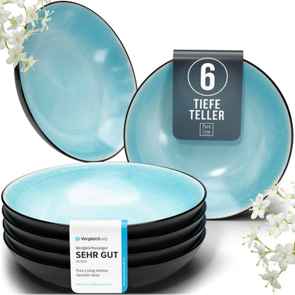Pure Living Ibiza Stoneware Crockery Set for 6 People, 24-Piece