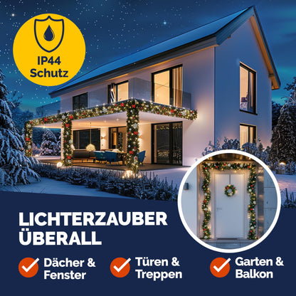 Casaria® Christmas Garland with Lighting Decoration, 5 m, 100 LEDs Illuminated Indoor Outdoor