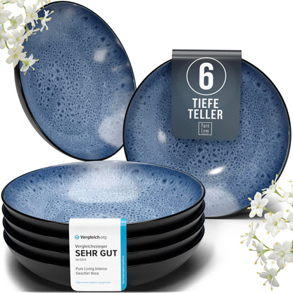 Pure Living Ibiza Stoneware Crockery Set for 6 People, 24-Piece