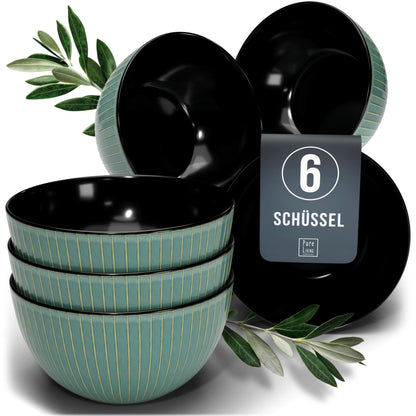 Pure Living Ibiza Stoneware Crockery Set for 6 People, 24-Piece
