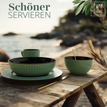 Pure Living Ibiza Stoneware Crockery Set for 6 People, 24-Piece