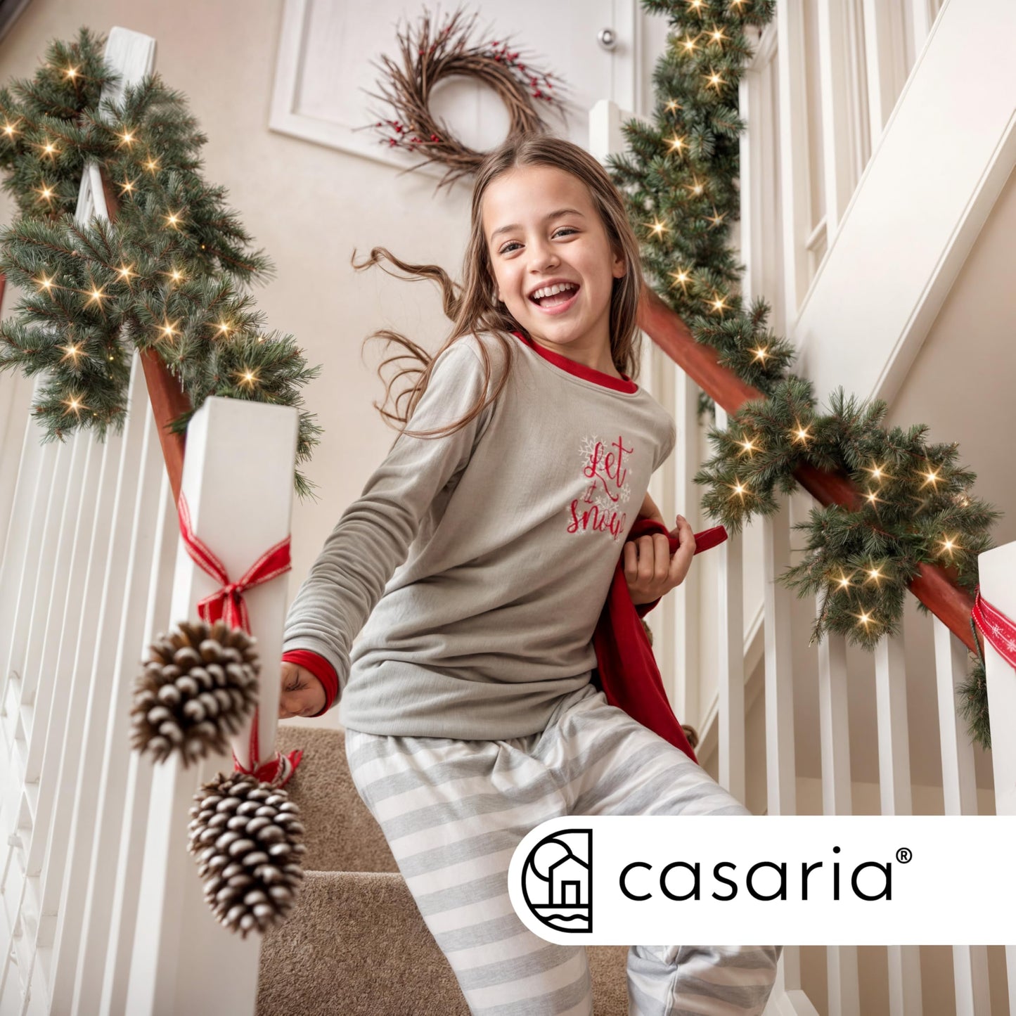 Casaria® Christmas Garland with Lighting Decoration, 5 m, 100 LEDs Illuminated Indoor Outdoor
