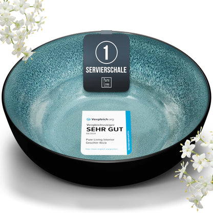 Pure Living Ibiza Stoneware Crockery Set for 6 People, 24-Piece