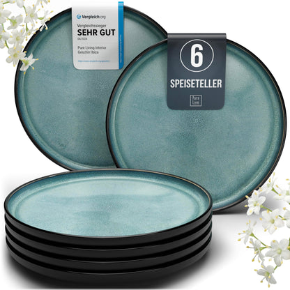 Pure Living Ibiza Stoneware Crockery Set for 6 People, 24-Piece