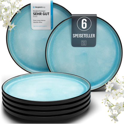 Pure Living Ibiza Stoneware Crockery Set for 6 People, 24-Piece
