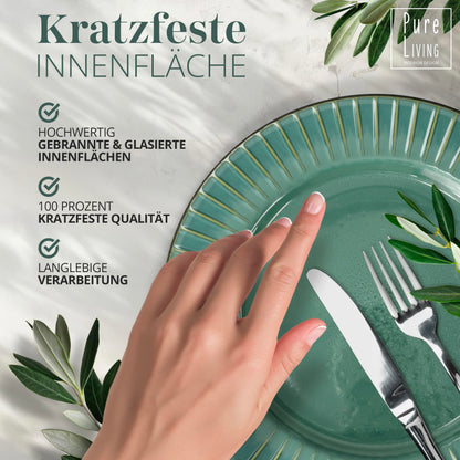 Pure Living Ibiza Stoneware Crockery Set for 6 People, 24-Piece