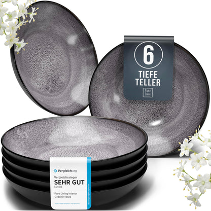 Pure Living Ibiza Stoneware Crockery Set for 6 People, 24-Piece
