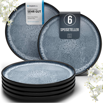 Pure Living Ibiza Stoneware Crockery Set for 6 People, 24-Piece
