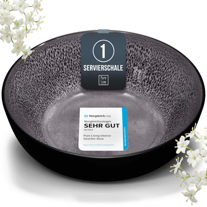 Pure Living Ibiza Stoneware Crockery Set for 6 People, 24-Piece